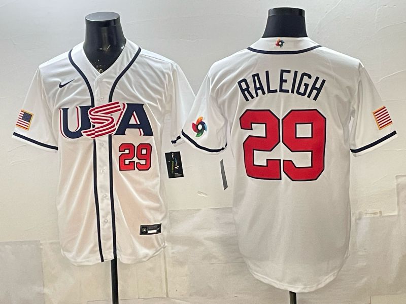 Men 2026 World Cub USA #29 Raleigh White Game Nike MLB Jersey style 005